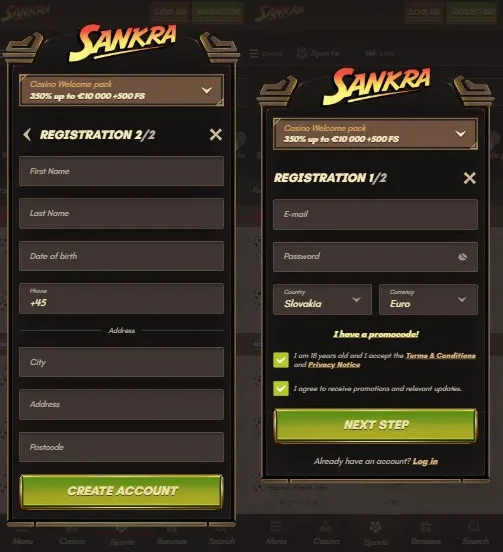 Sankra Casino registr